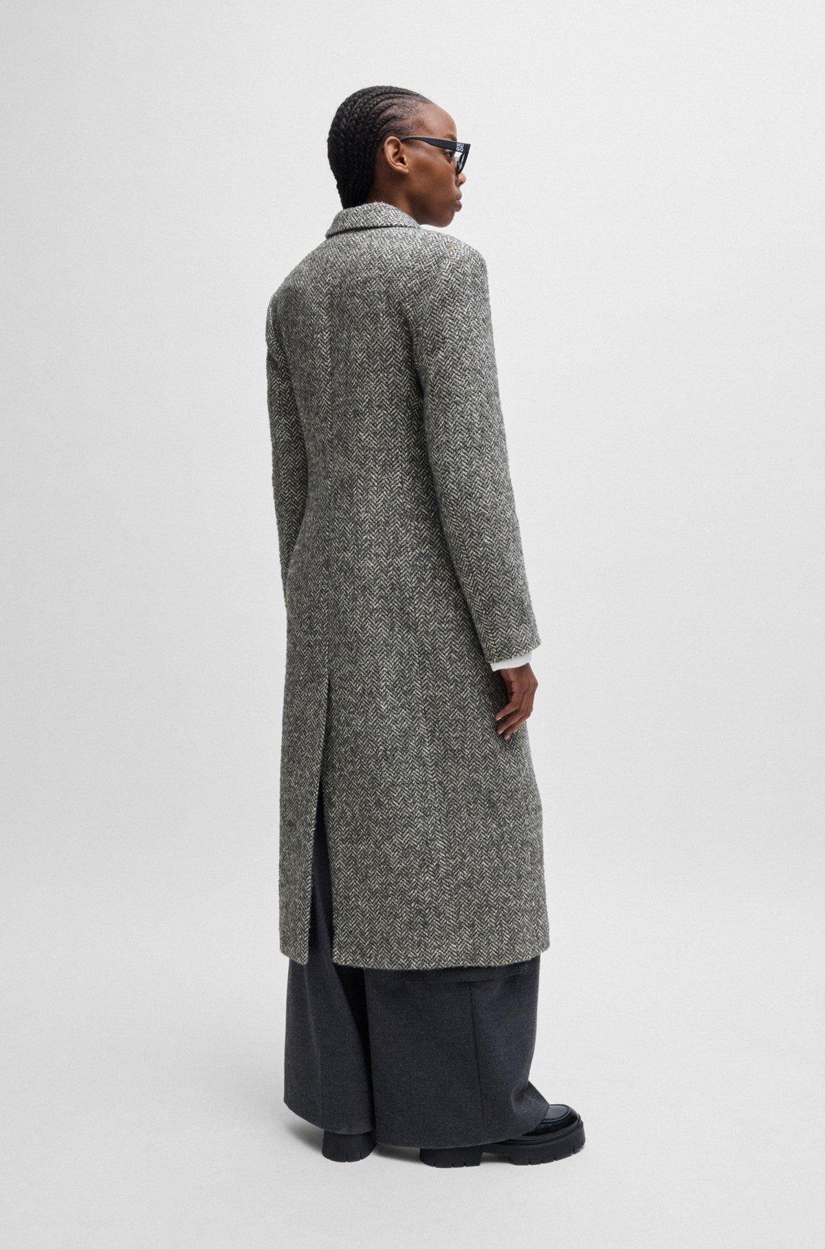 Regular-fit coat with herringbone structure Product Image