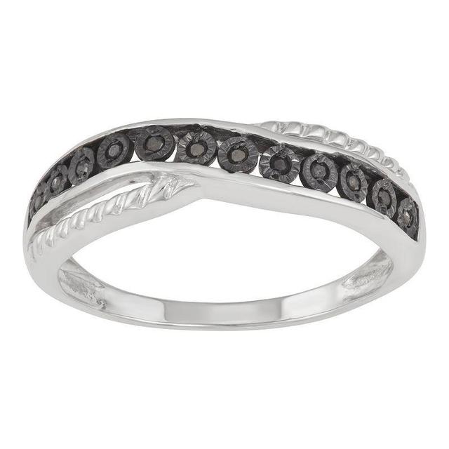 Sterling Silver & Black Diamond Accent Twist Ring, Womens Product Image