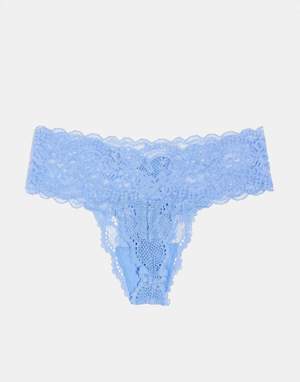 Cotton On everyday lace thong briefs 3 pack berry blue black Product Image