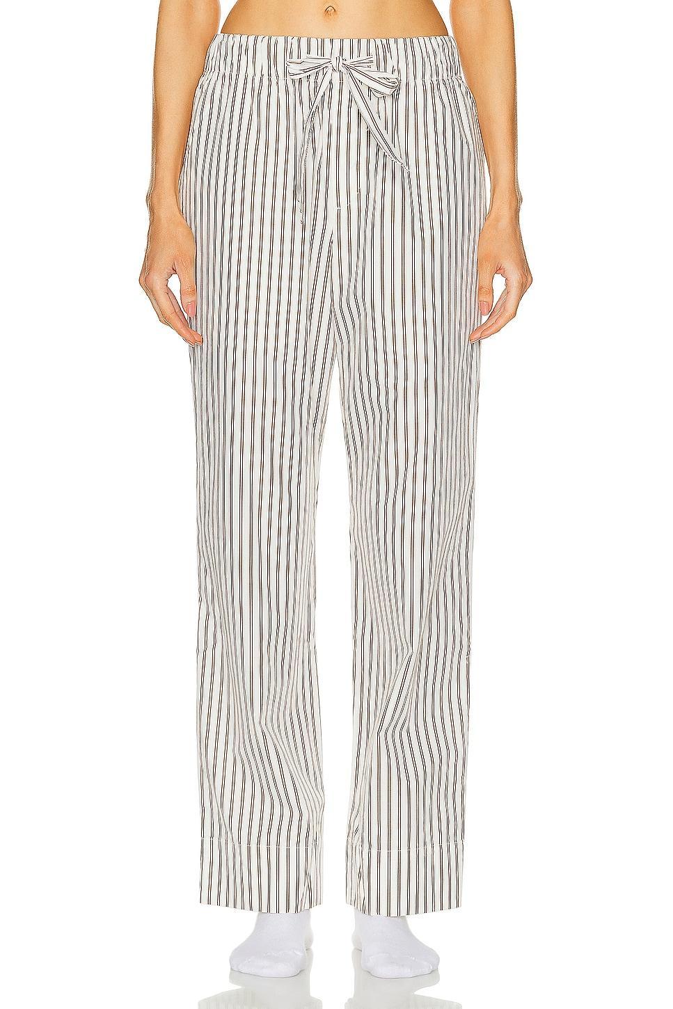 Tekla Stripe Pant in White,Brown product image