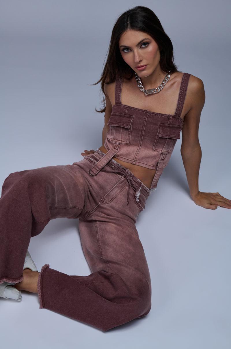 BRAWNWYN OMBRE DENIM BOTTOM IN MAUVE Product Image