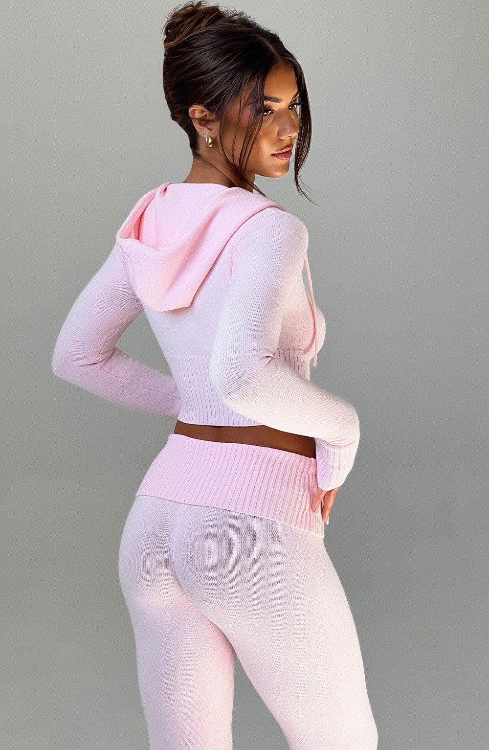 Portia Knit Hoodie - Pink Product Image