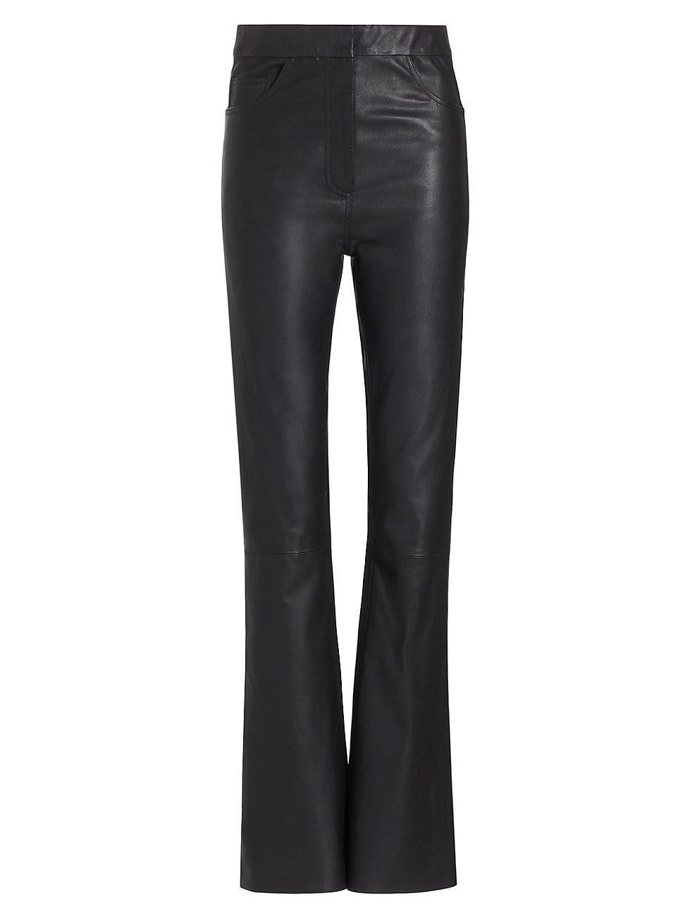 Womens Stretch Leather Flare-Leg Pants Product Image