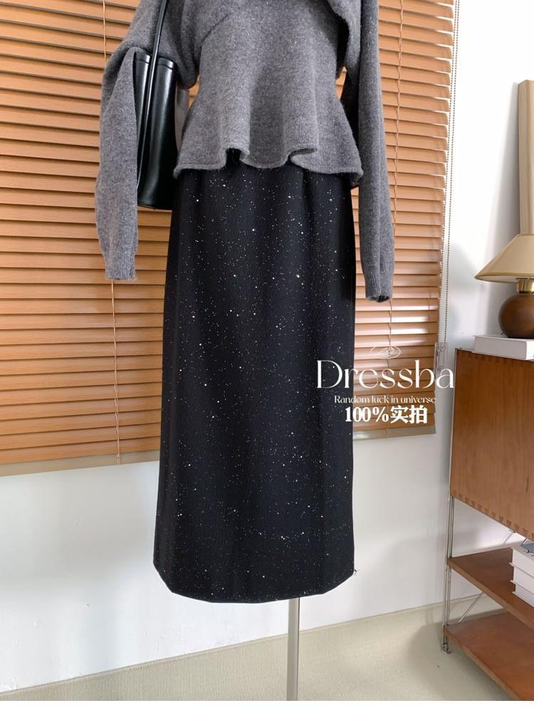 High Rise Speckle Maxi Skirt Product Image