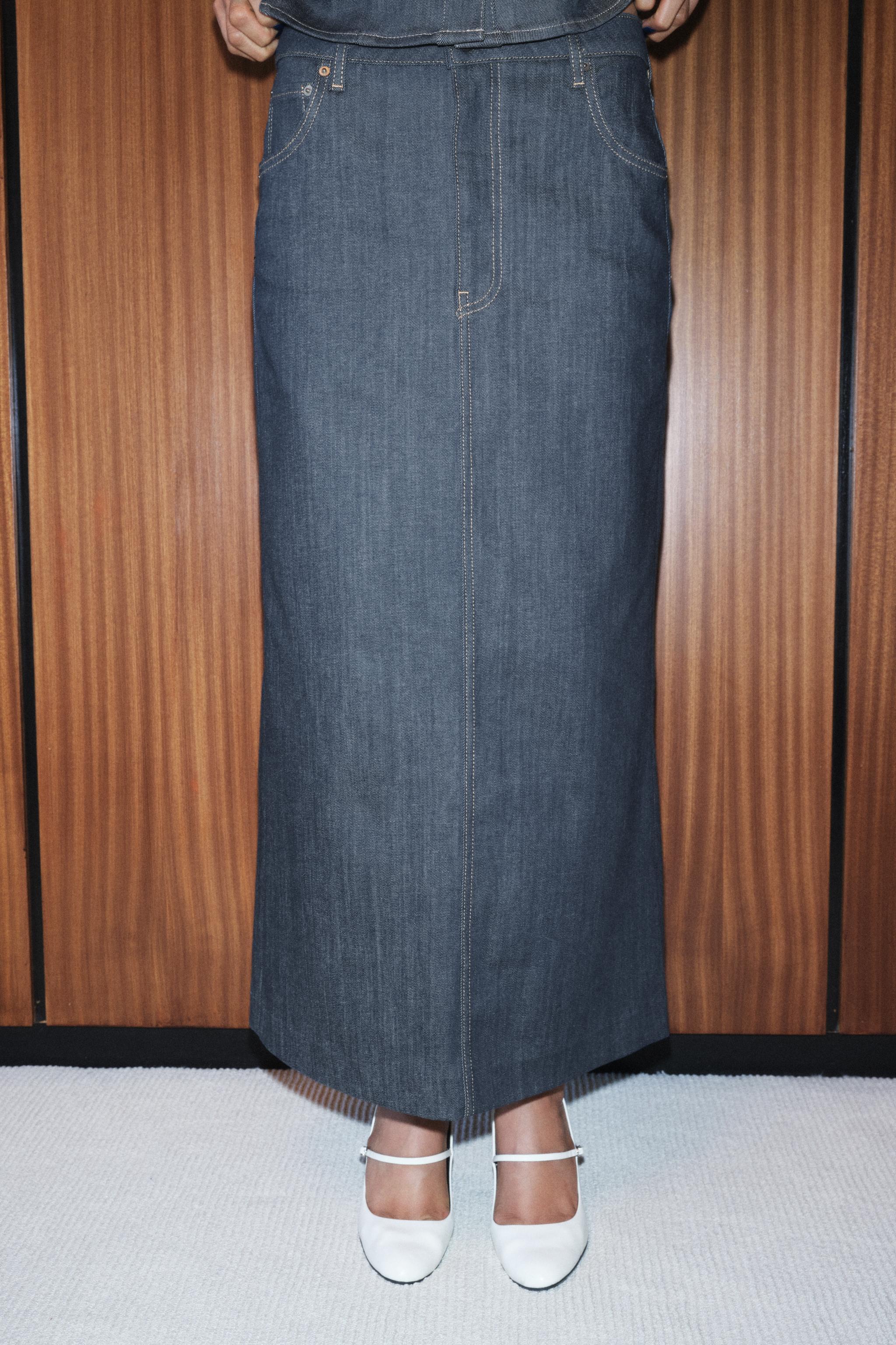 STRAIGHT NECK DENIM SKIRT ZW COLLECTION Product Image