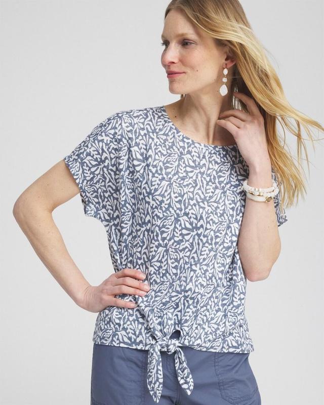 Women's Linen Reef Tie Front Tee Product Image