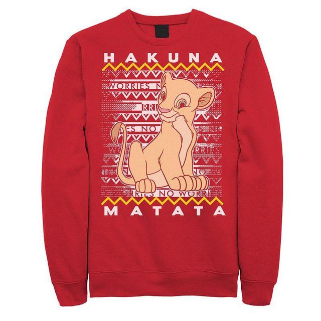 Disneys The Lion King Mens Simba Ugly Christmas Graphic Fleece Pullover Product Image