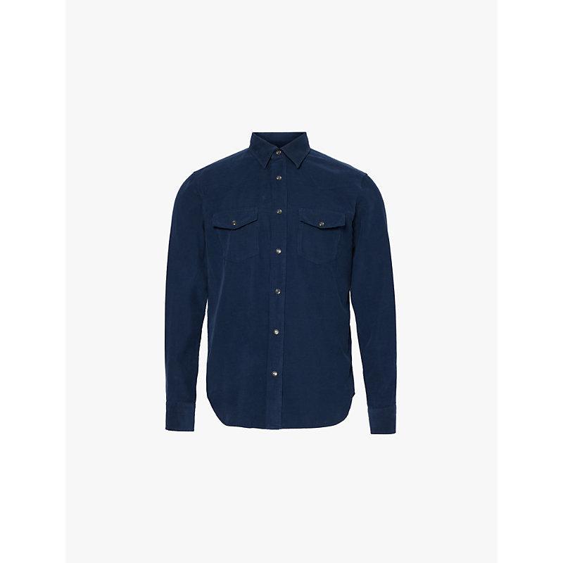 Mens Indigo Western Regular-fit Corduroy Shirt In Blue Product Image