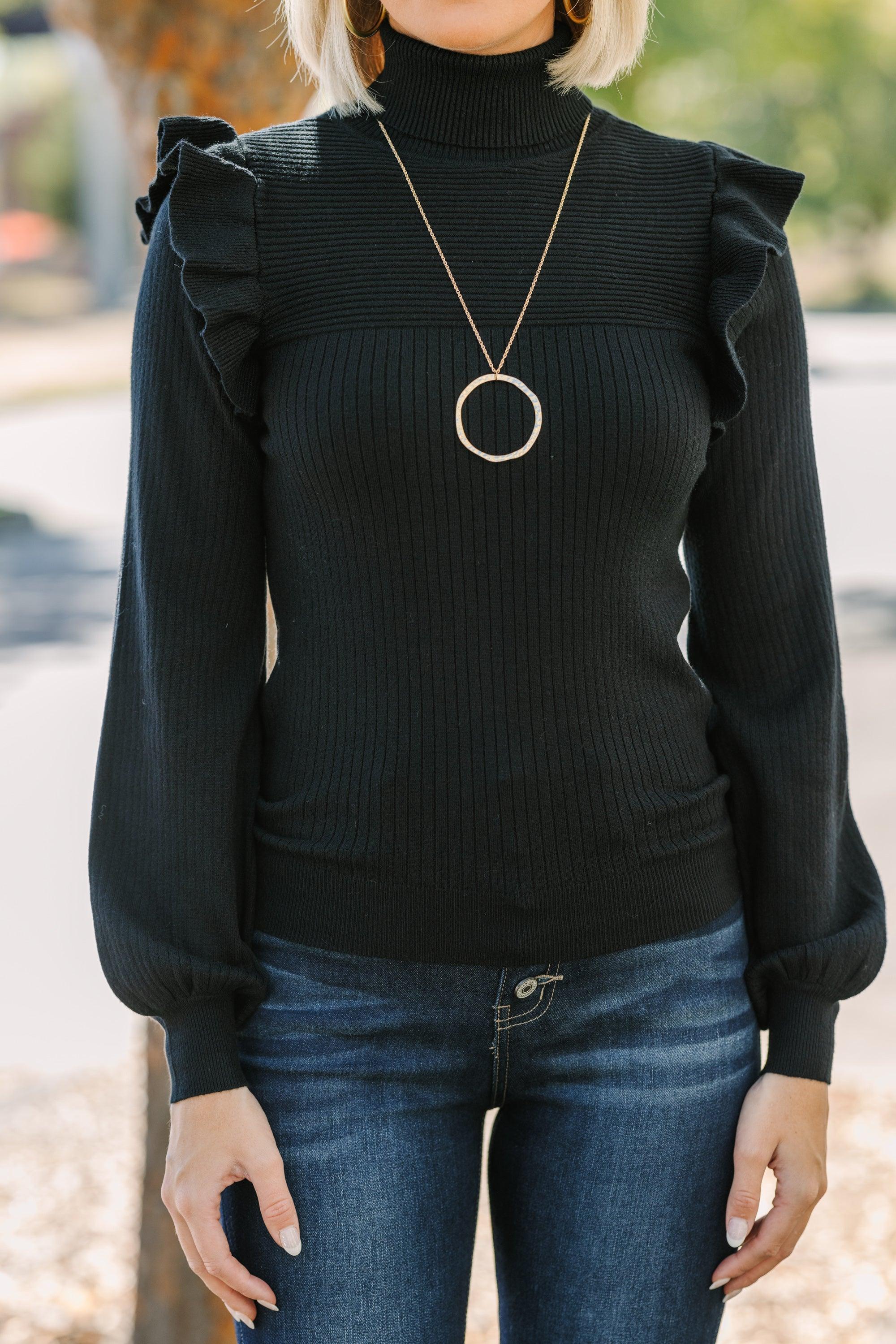 Reach For You Black Turtleneck Sweater Female Product Image