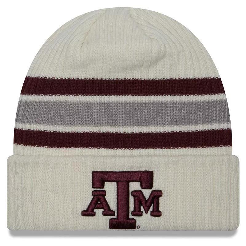 Mens New Era Cream Distressed Texas A&M Aggies Vintage-Like Cuffed Knit Hat Product Image