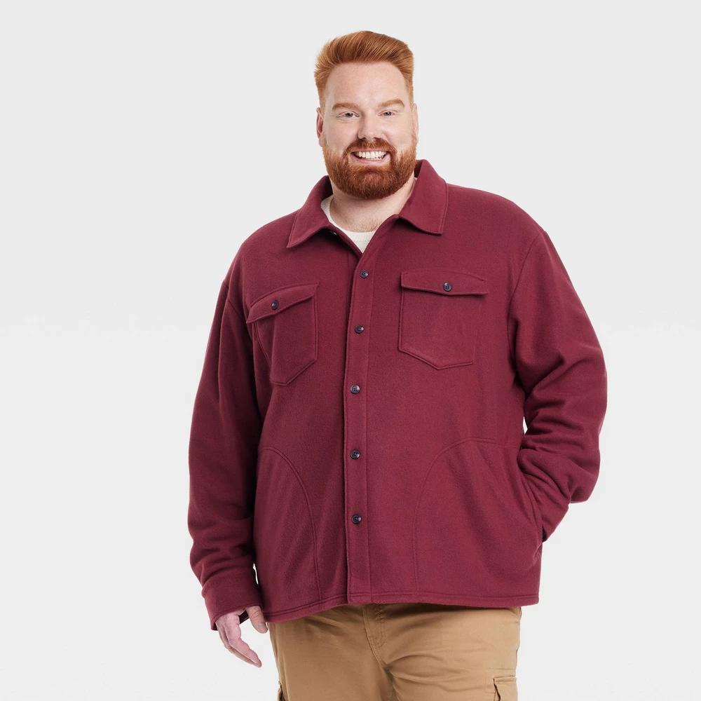 Mens Big & Tall Long Sleeve Shirt Jacket - Goodfellow & Co Maroon XXLT Product Image