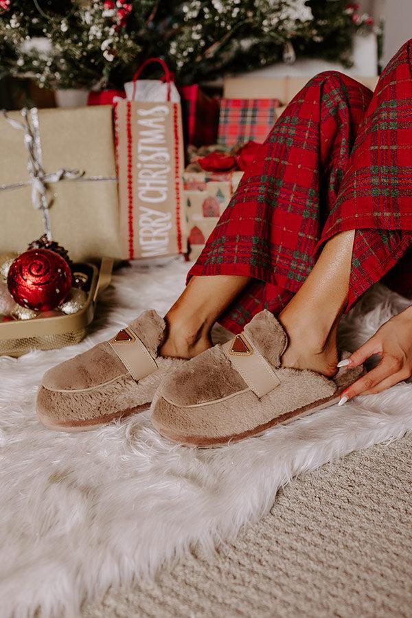 The Luna Plush Slipper in Taupe Product Image