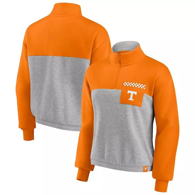 Womens Fanatics Branded Tennessee /Heathered Gray Tennessee Volunteers Sideline to Sideline Colorblock Quarter-Zip Jacket Product Image