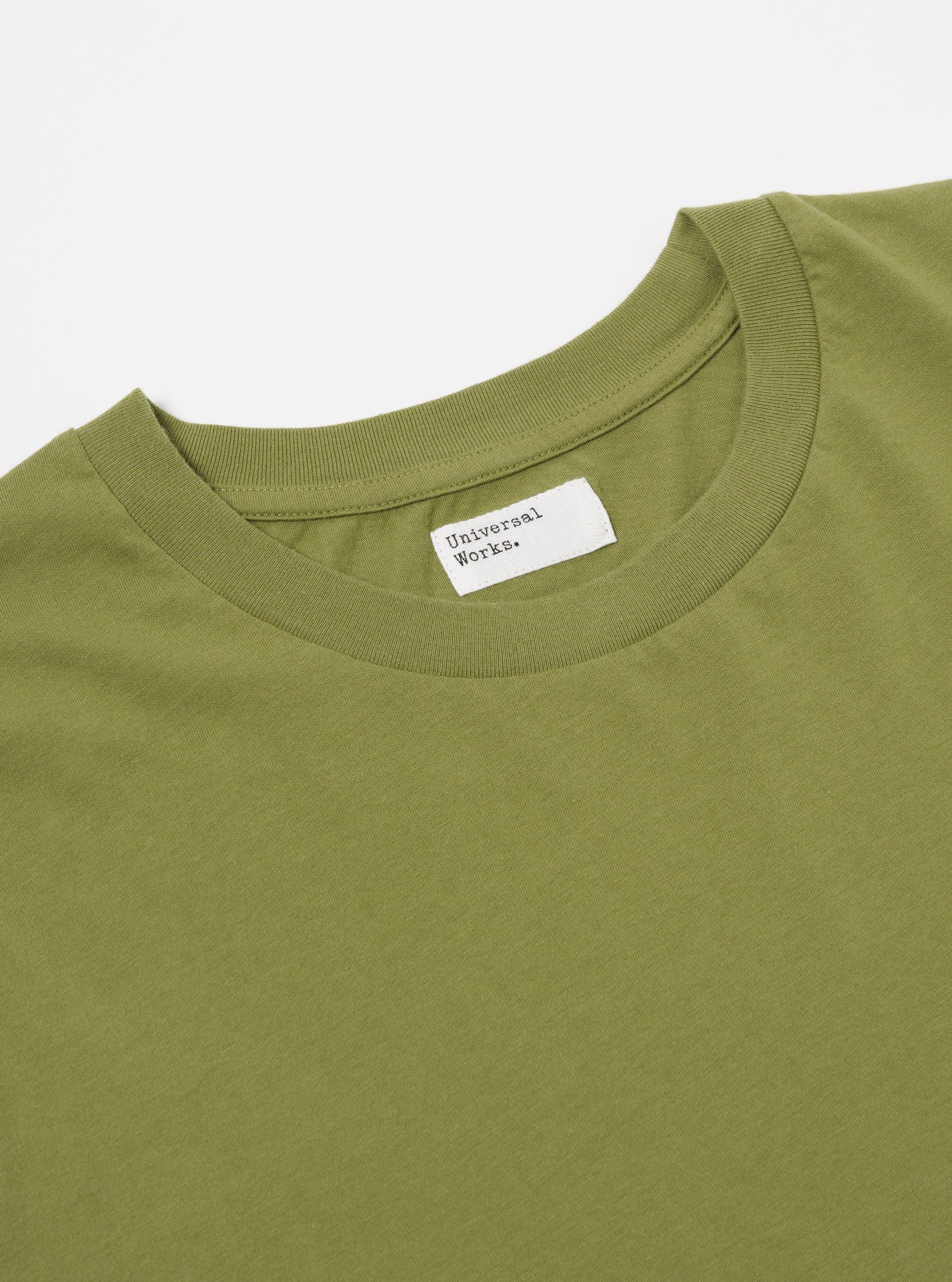 Universal Works L/S Tee in Olive Organic Jersey Product Image