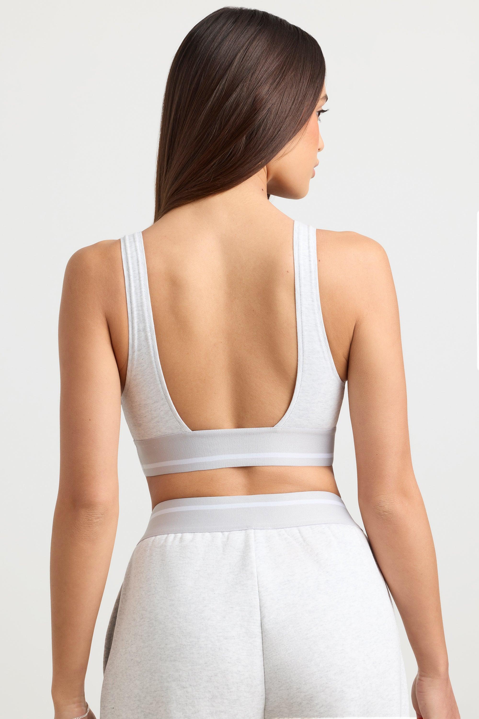 Plunge-Neck Crop Top in Grey Marl Product Image