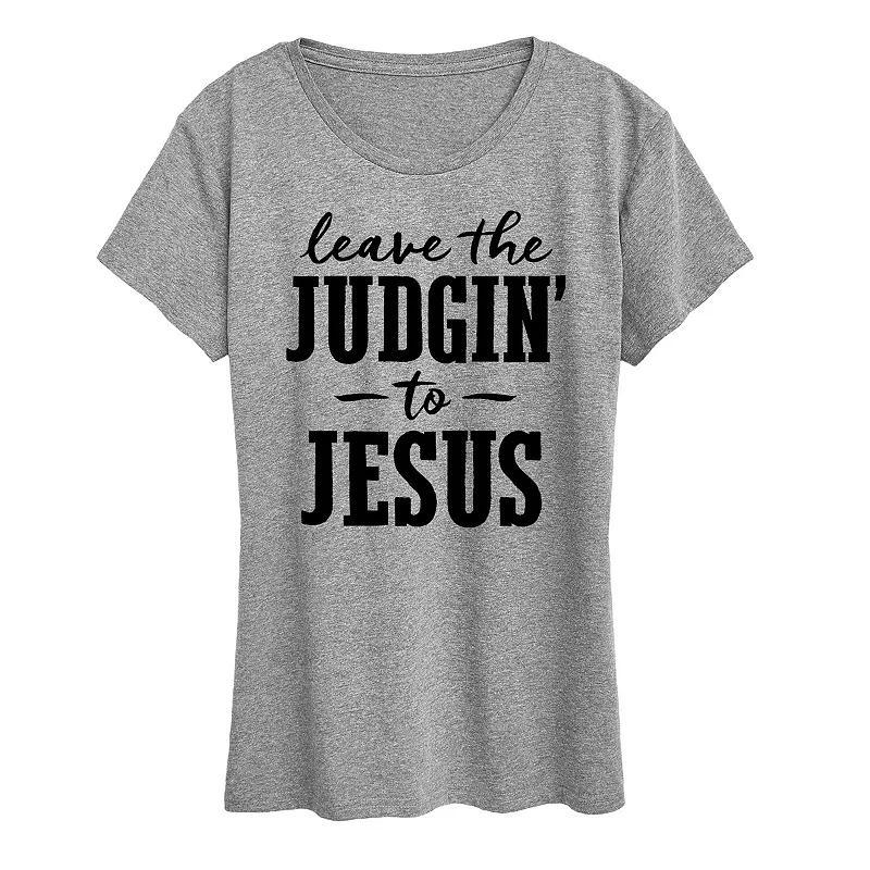 Womens Leave The Judgin To Jesus Graphic Tee, Girls Grey Gray Product Image