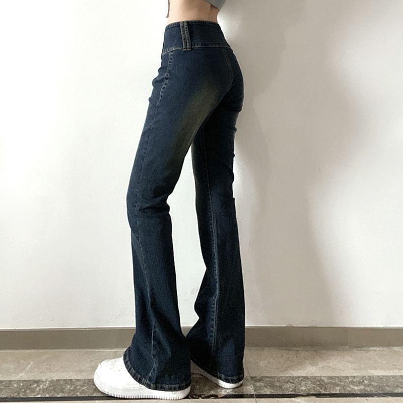 High Waist Skinny-Fit Bootcut Jeans Product Image