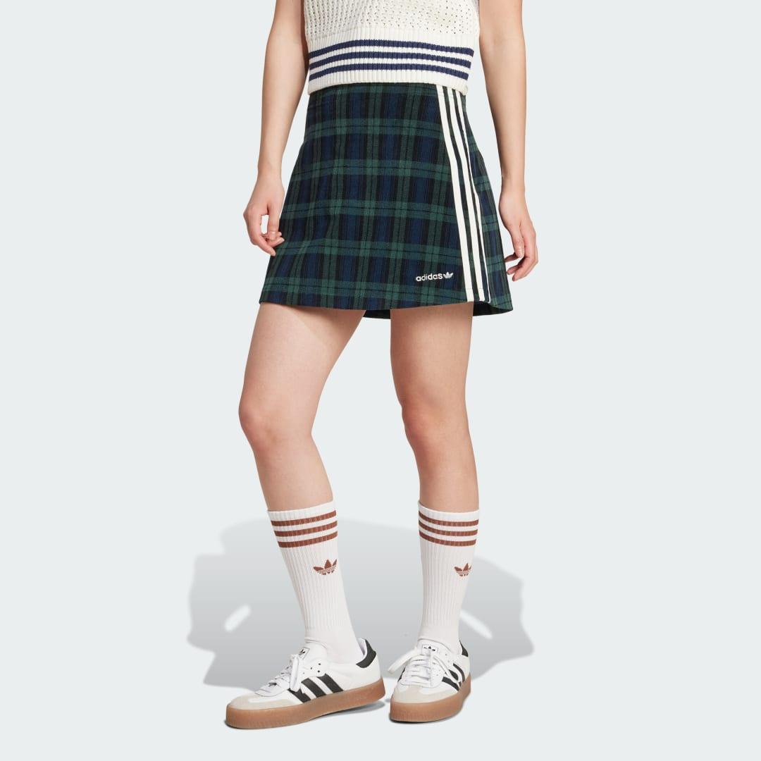 adidas Corduroy Tartan Skirt Night Indigo L Womens product image