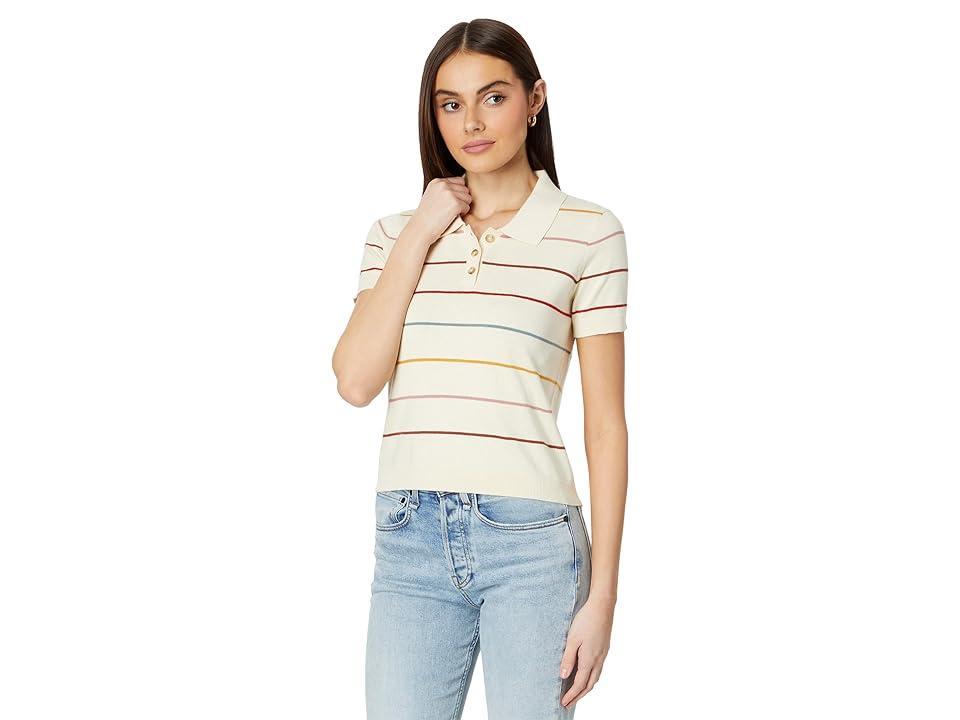 Pendleton Short Sleeve Polo Sweater (Ivory Multi Stripe) Women's Clothing Product Image