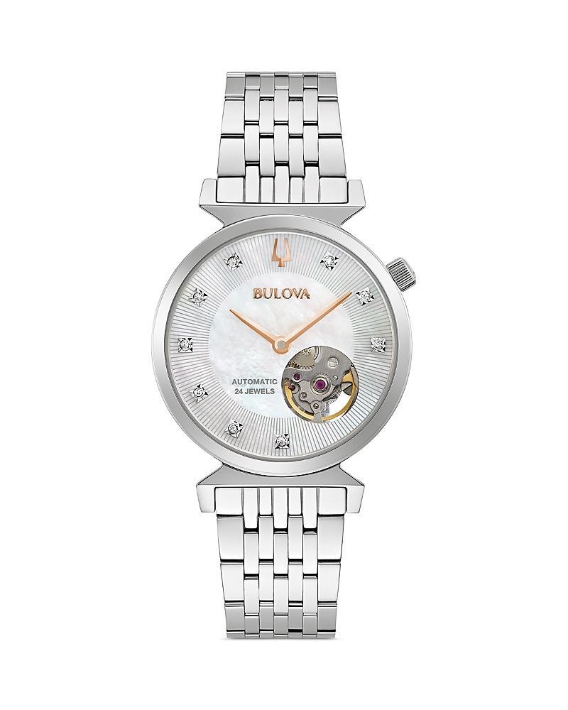 Womens Bulova Regatta Diamond Automatic Watch - 96P222 Silver Product Image