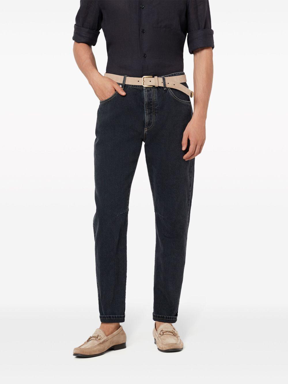 BRUNELLO CUCINELLI Logo-patch Cotton Tapered Jeans In Blue Product Image