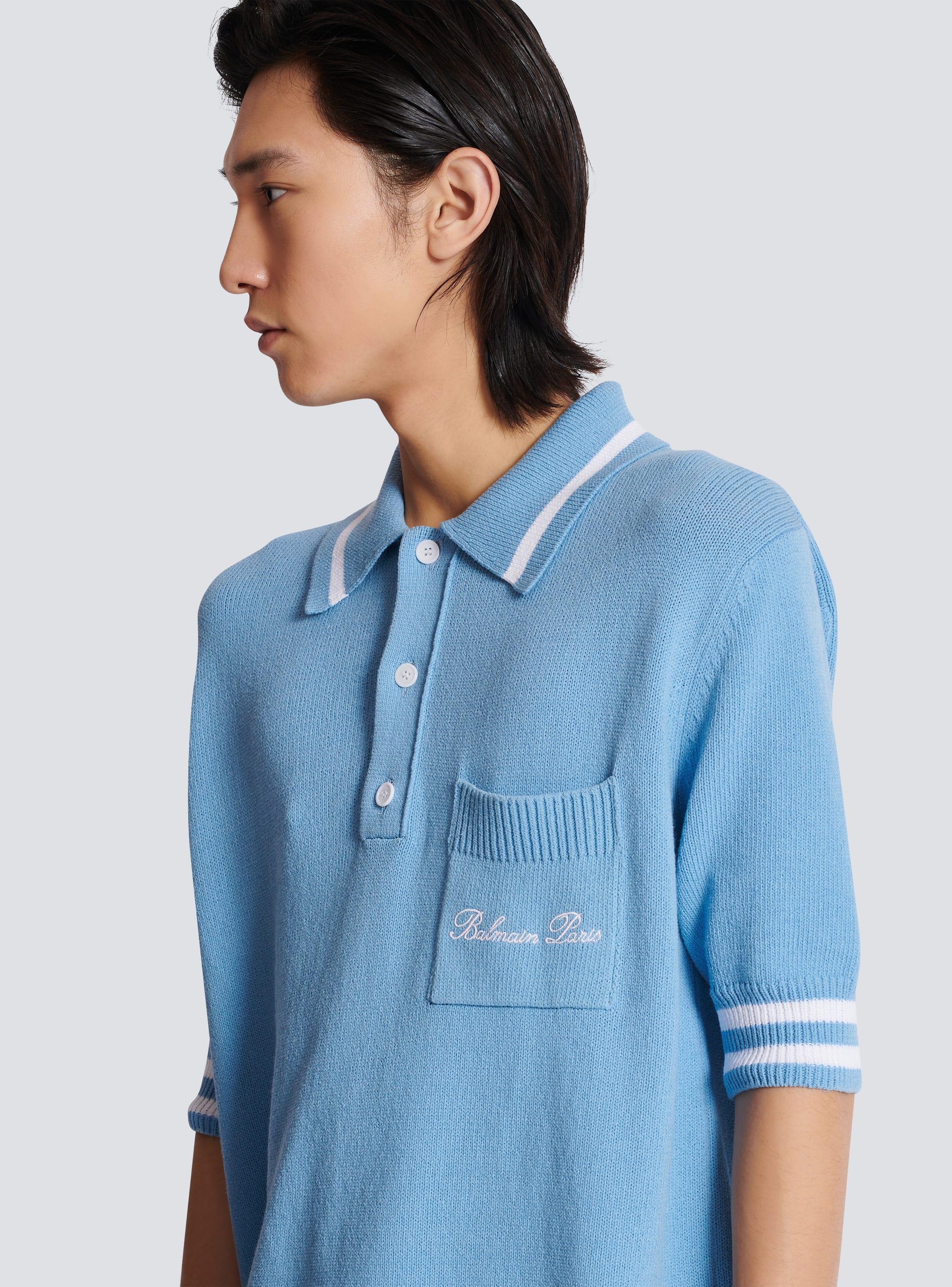 Wool polo shirt with Balmain Signature embroidery  Product Image