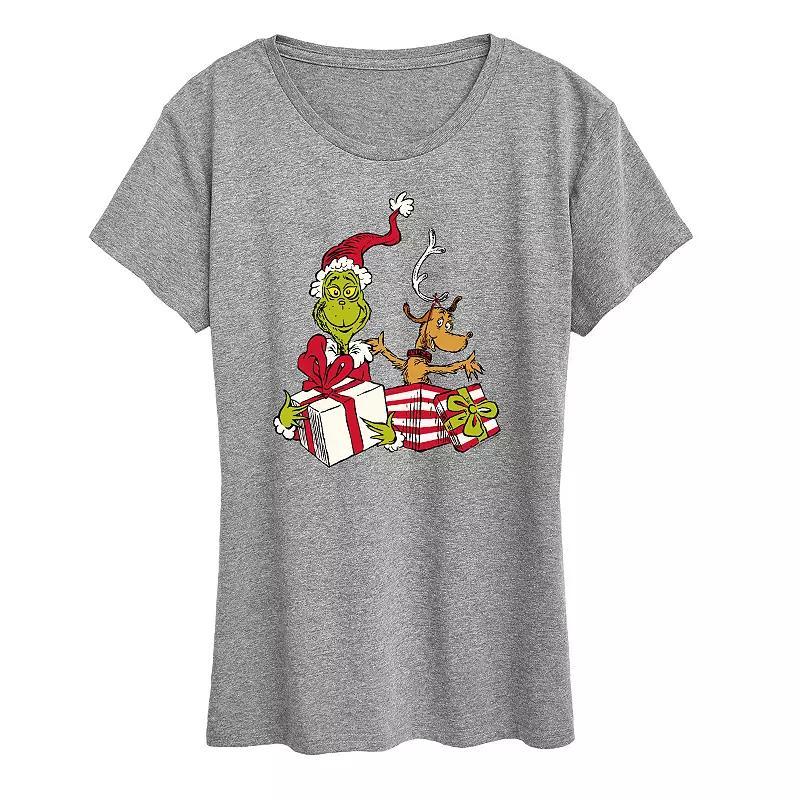 Womens Dr. Seuss The Grinch Max and Grinch Graphic Tee, Girls Grey Gray Product Image