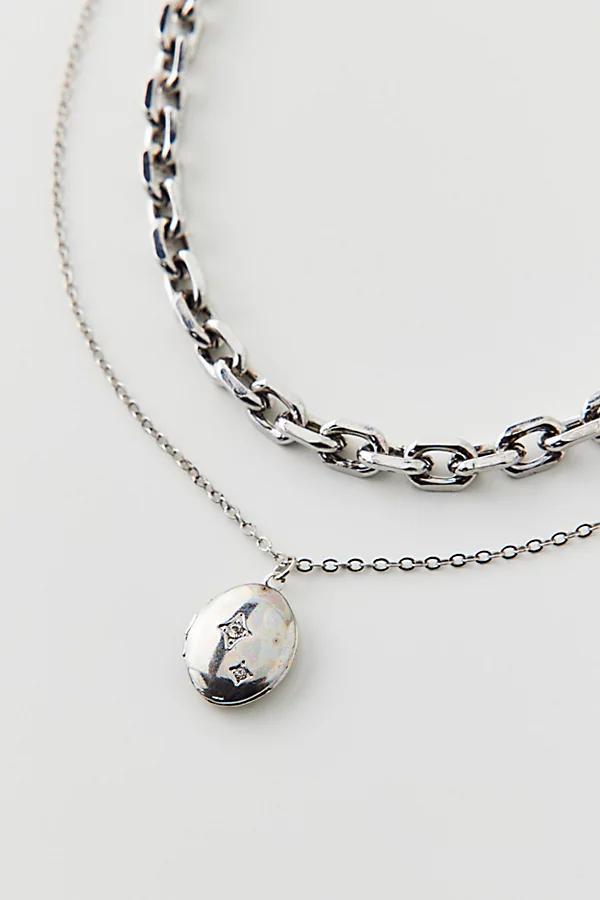 Locket Layered Necklace Set Womens at Urban Outfitters Product Image