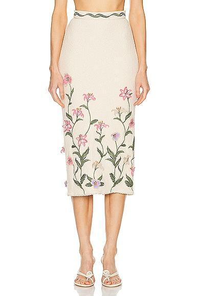 Agua by Agua Bendita - Chlorella Pacifico Embroidered Cotton-Blend Maxi Skirt - NeutralModa Operandi Product Image