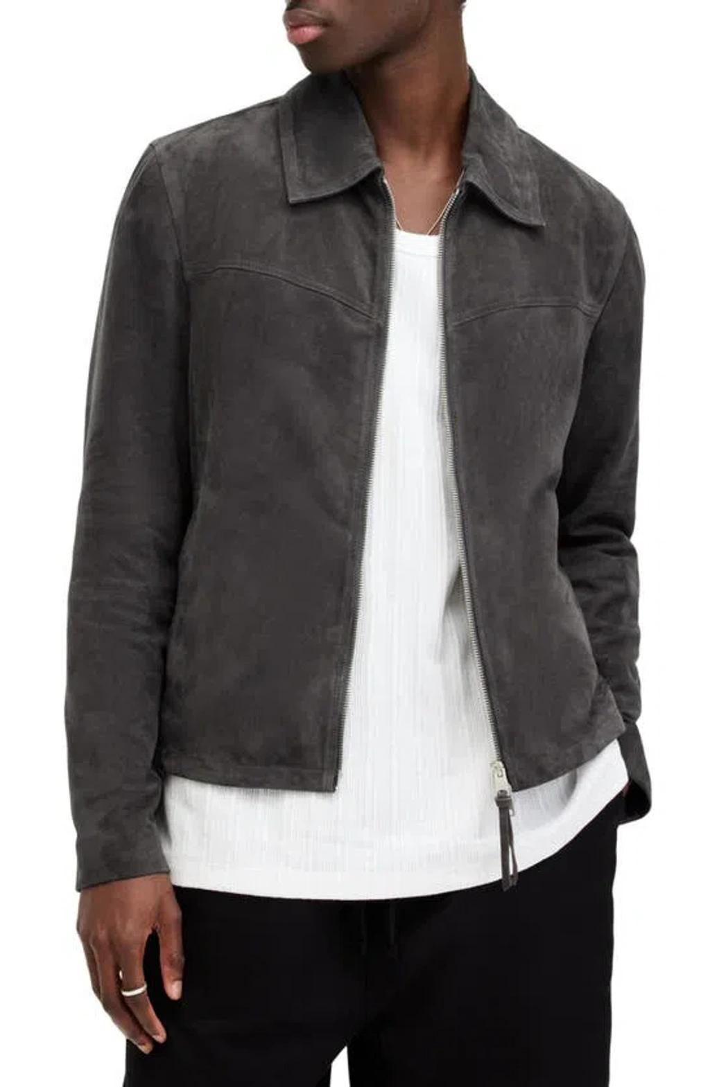 Haze Suede Cropped Jacket In Hazy Grey Product Image