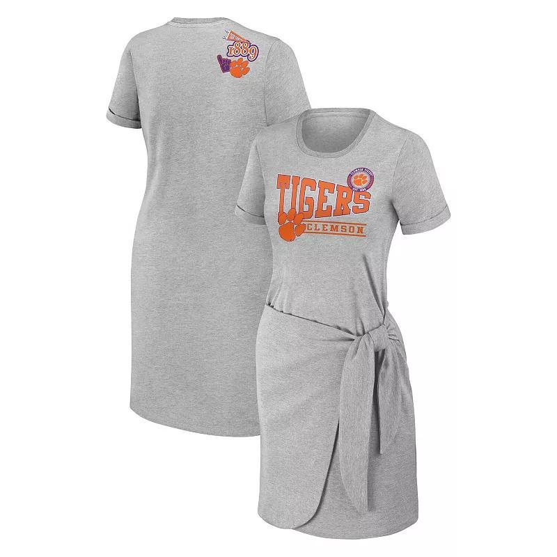 Womens WEAR by Erin Andrews Heather Gray Clemson Tigers Knotted T-Shirt Dress Product Image