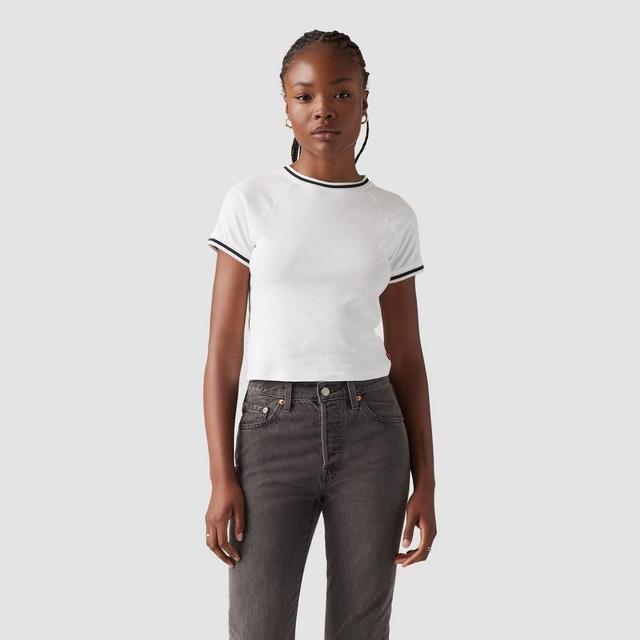 Levis Womens Short Sleeve Cropped Oracle Ringer T-Shirt - White M Product Image