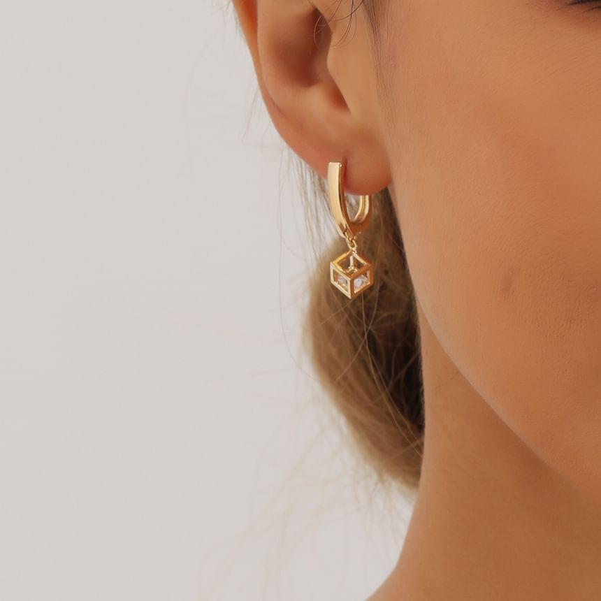 Caged Rhinestone Alloy Drop Earring Product Image