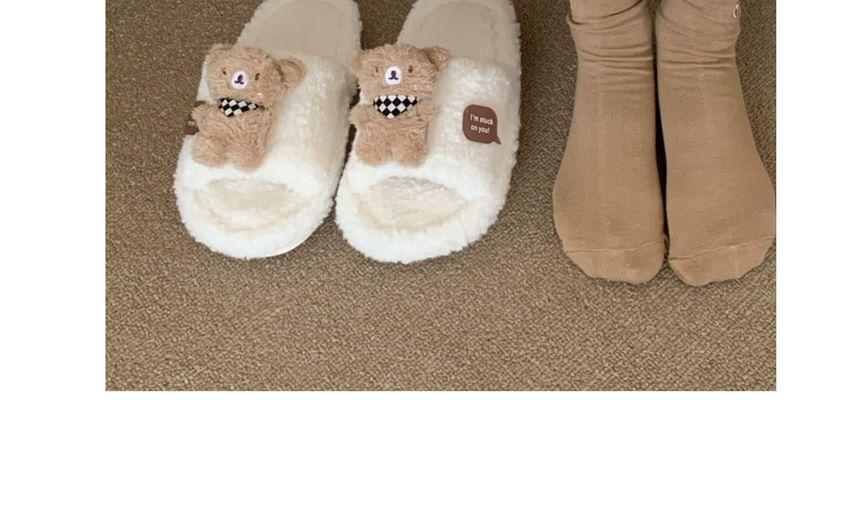 Bear Accent Fleece Home Slippers Product Image