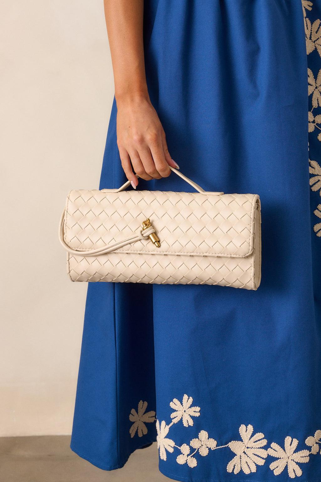 Midnight Sun Ivory Woven Clutch Product Image