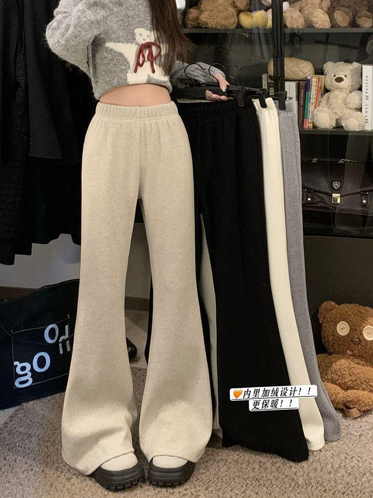 High Waist Plain Flared Sweatpants Product Image