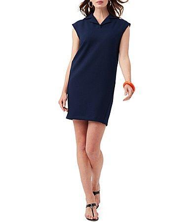 Trina Turk Woven Notch Collar Cap Sleeve Shift Dress Product Image