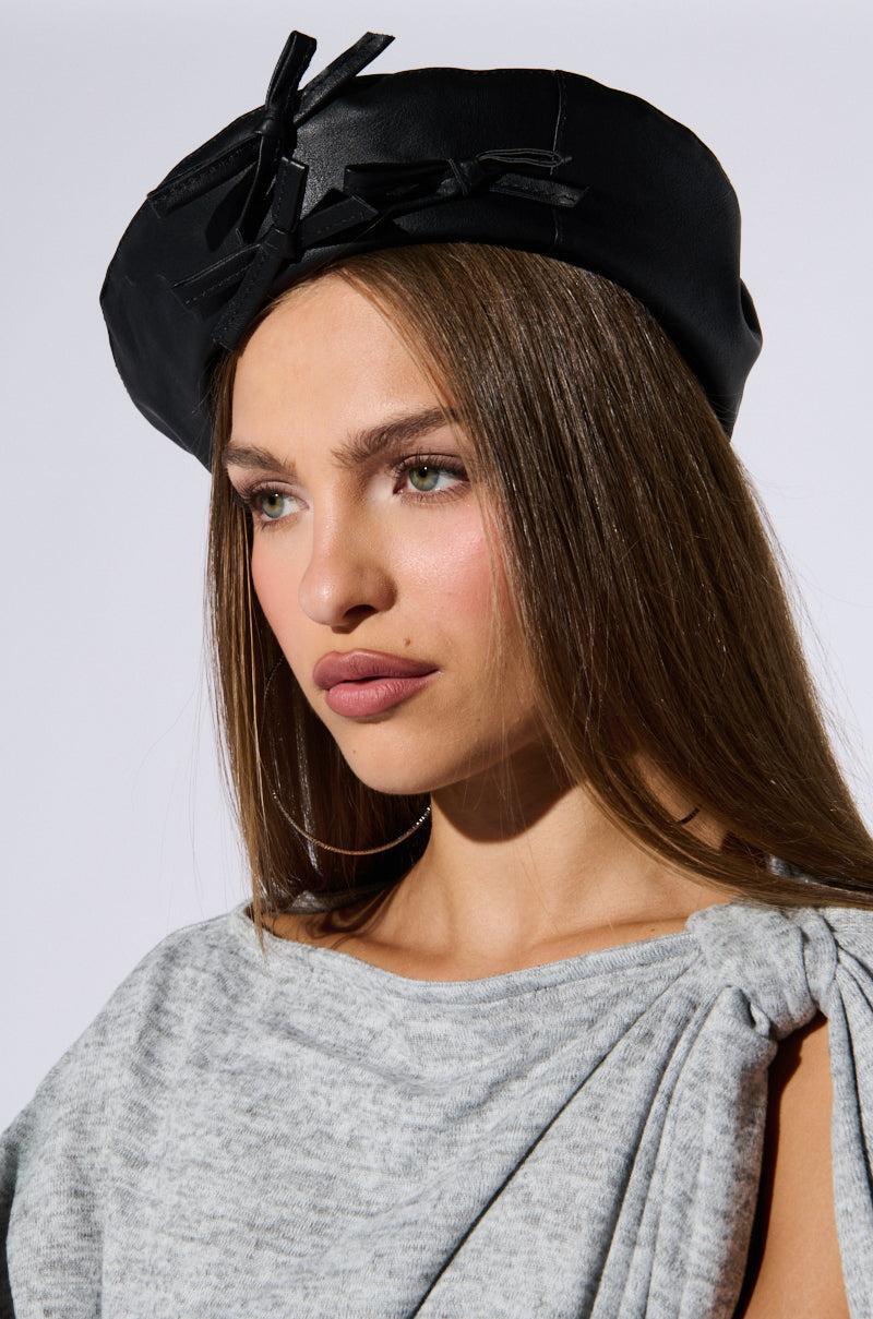 PRETTY IN PU BOW BERET Product Image