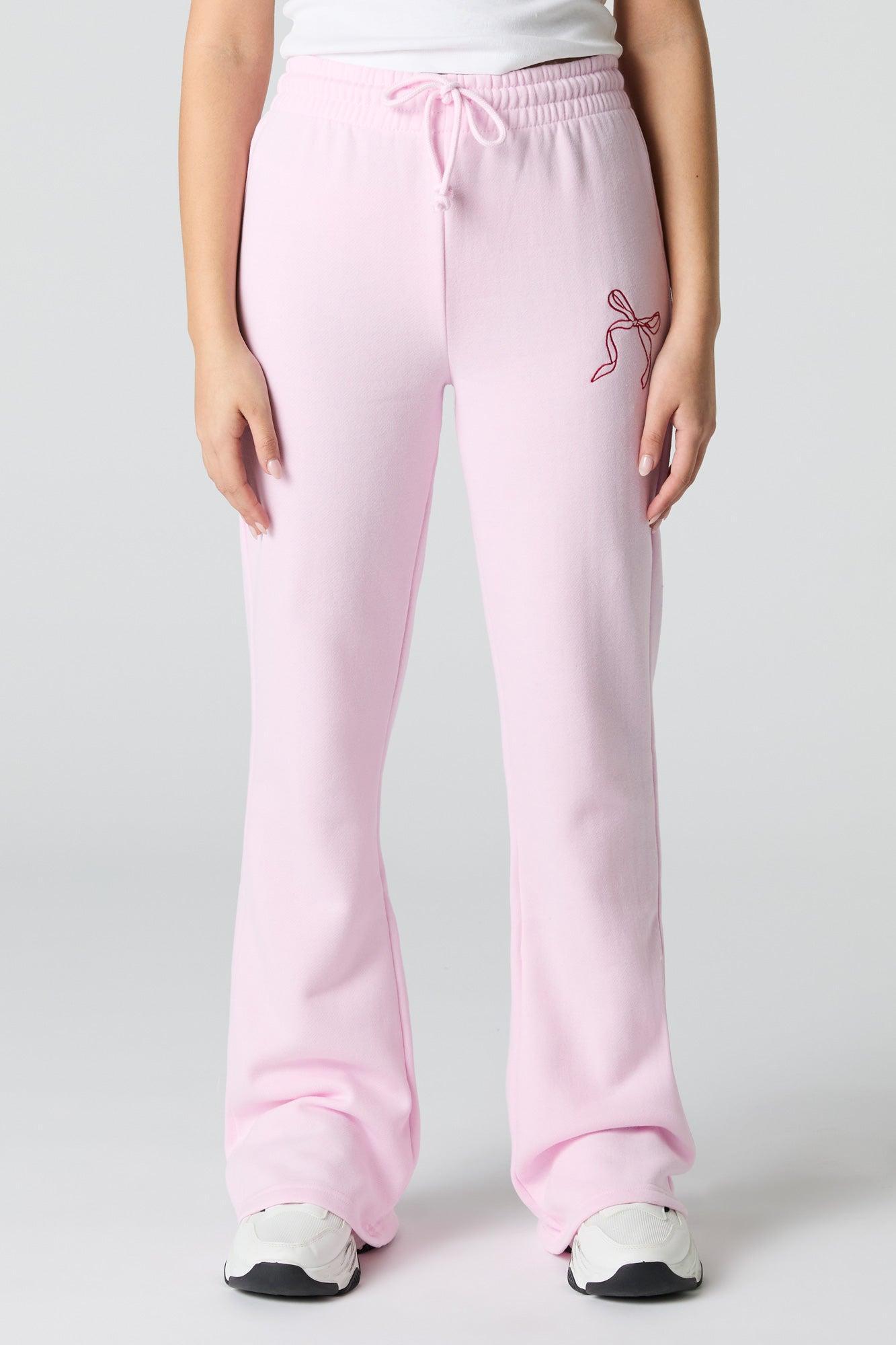 Bow Embroidered Fleece Flare Sweatpant Female Product Image