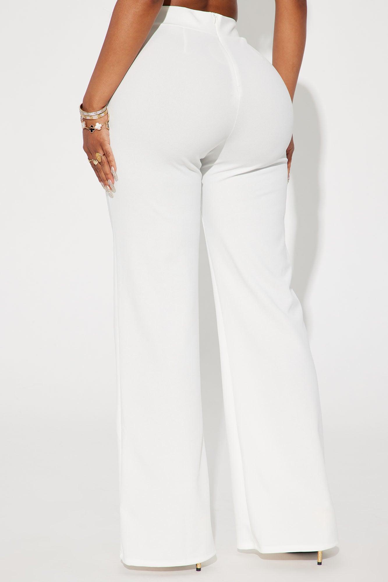 Petite Call It Even Wide Leg Dress Pants - White Product Image