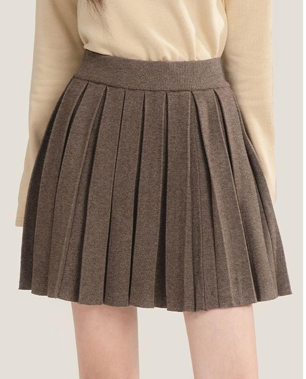 High Rise Plain Mini A-Line Skirt Product Image