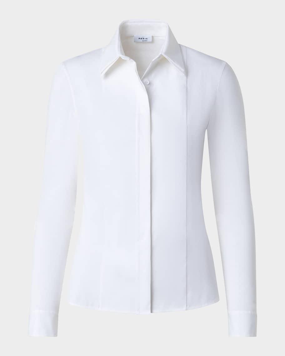 Layered-Collar Bib-Front Blouse Product Image