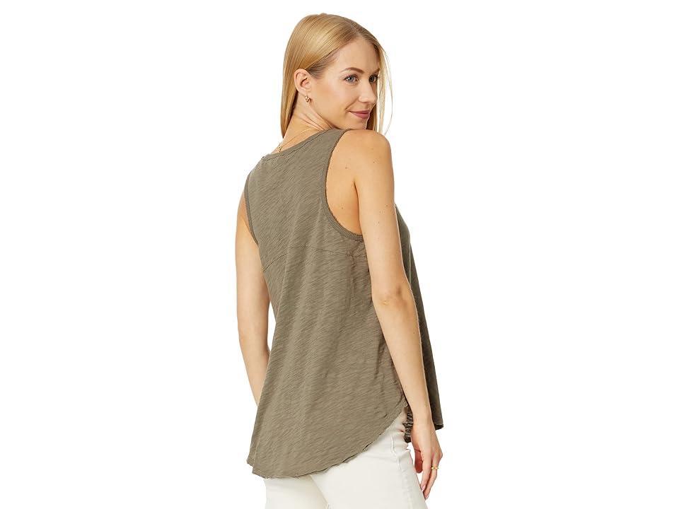 Dylan by True Grit Soft Slub Cotton Deep V Sleeveless Tank (Olive) Women's Clothing Product Image