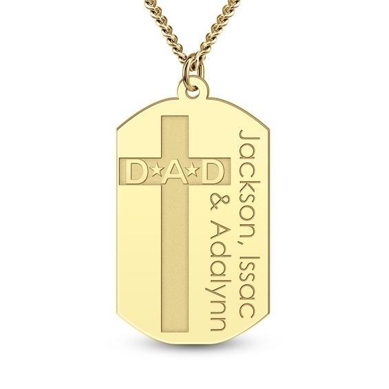 Men's Engravable Dog Tag with Cross Pendant (2 Lines and 3 Initials) - 22" Product Image