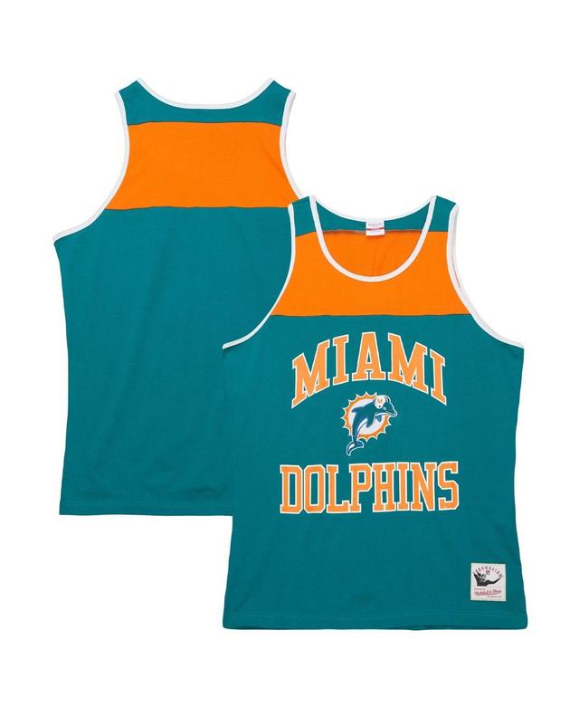 Mens Mitchell & Ness Teal Miami Dolphins Gridiron Classics Heritage Colorblock Tank Top - Teal Product Image