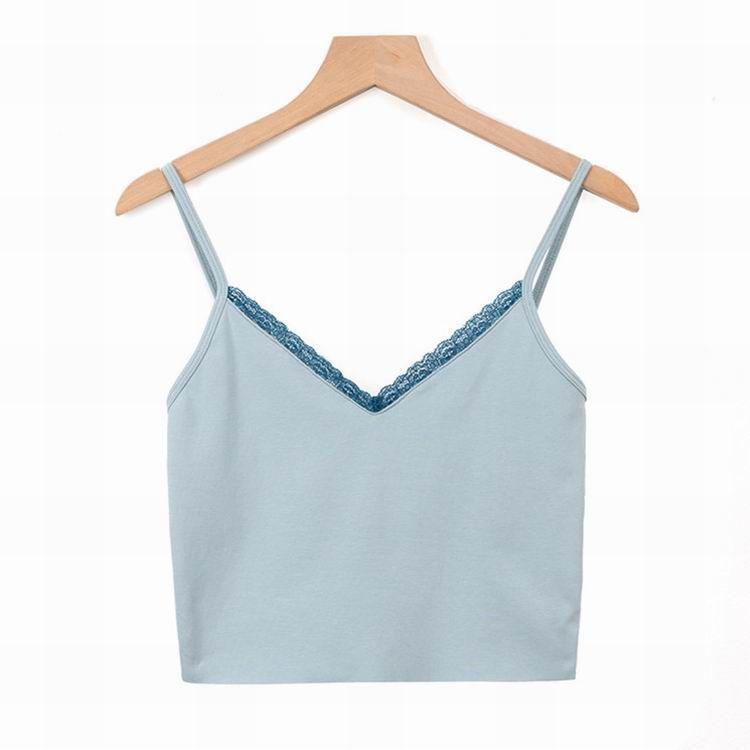 V-Neck Lace Trim Crop Camisole Product Image