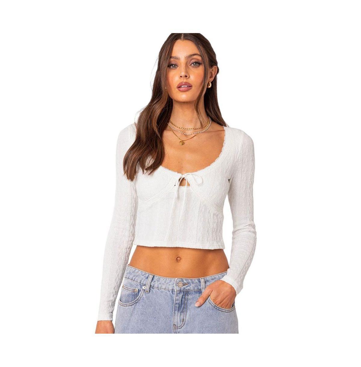 Womens Lorey lacey knit top Product Image