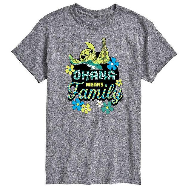 Disneys Lilo & Stitch Big & Tall Ohana Means Family Graphic Tee, Mens Med Grey Product Image