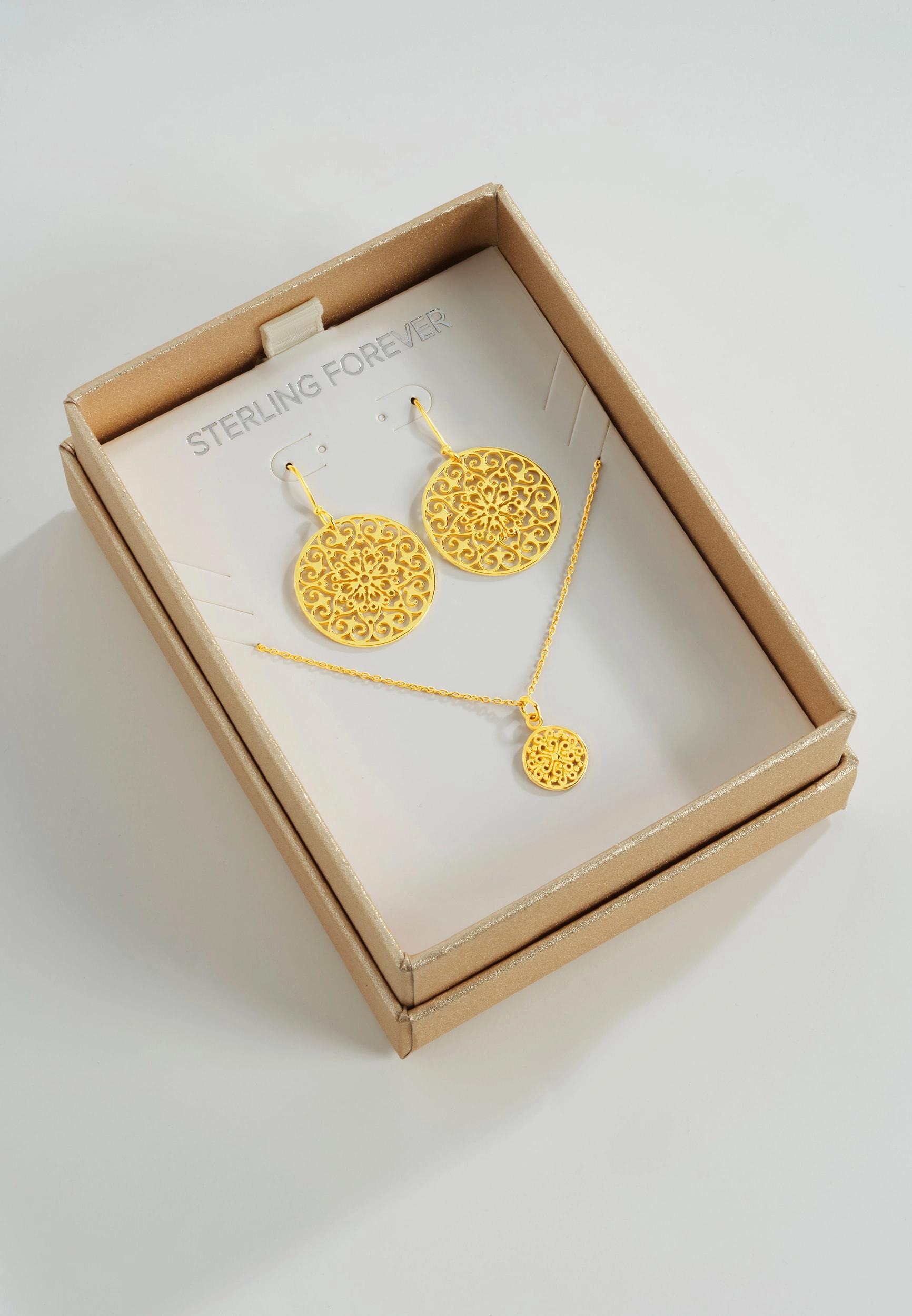  Intricate Cutout Disk Pendant Jewelry Set Product Image