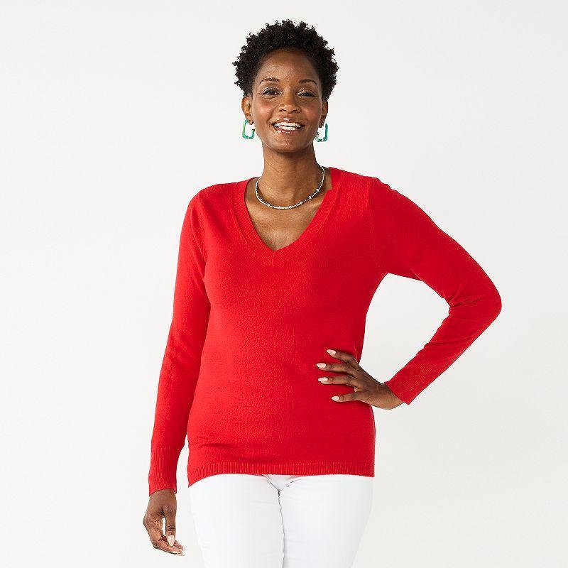 Womens Croft & Barrow The Extra Soft V-Neck Sweater Product Image